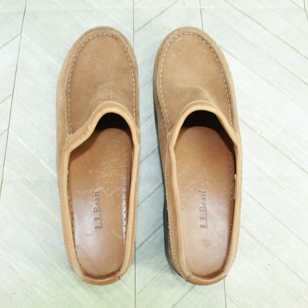 LL Bean Brown Suede Slip On Casual Comfort Clogs Mules Size 9 M - Picture 6 of 8